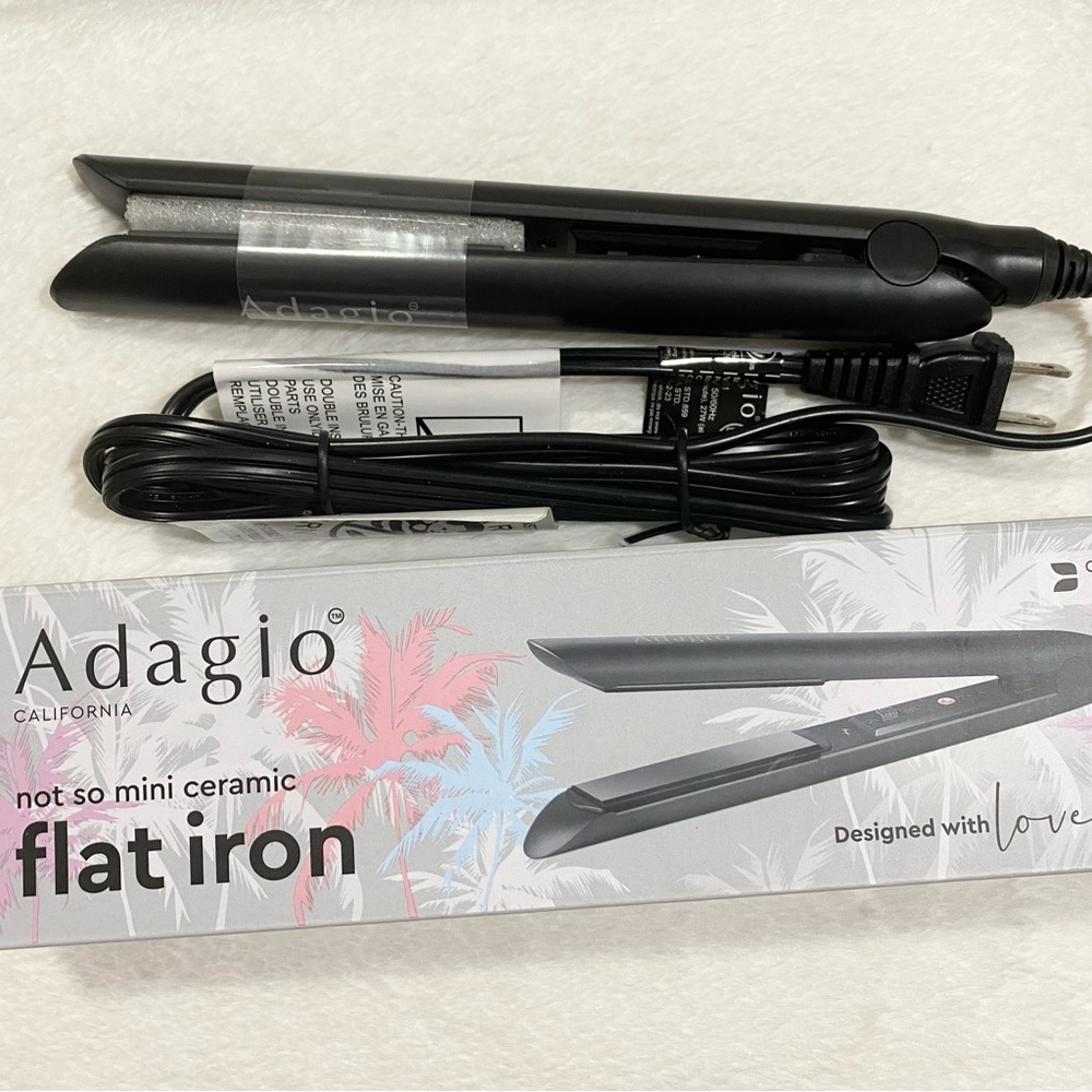 Adagio California Ceramic Flat Iron Hair Straightener - Black